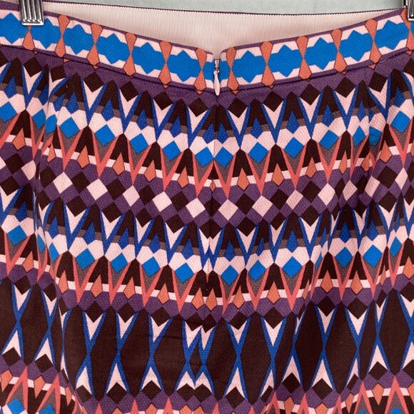 J. Crew Womens Geometric Patterned Skirt Size 8 Lined Blue & Purple - Picture 6 of 8
